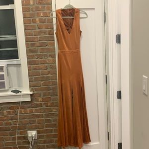 Orange velvet jumpsuit